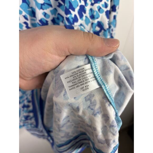 Coolibar Womens Oceanside Midi Dress XL Shift UPF 50+ Blue Geometric Print - Picture 5 of 8